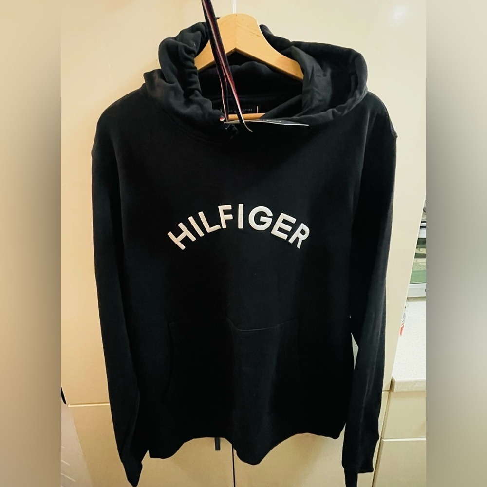 NWT Tommy Hilfiger Women’s Cotton Hoodie Sweatshirt Sz LG Black - Picture 4 of 8